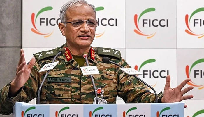 Deputy Chief of Army Staff, Lt General Rahul R. Singh speaks during a conference-cum-exhibition on July 4, 2025. — Press Trust of India