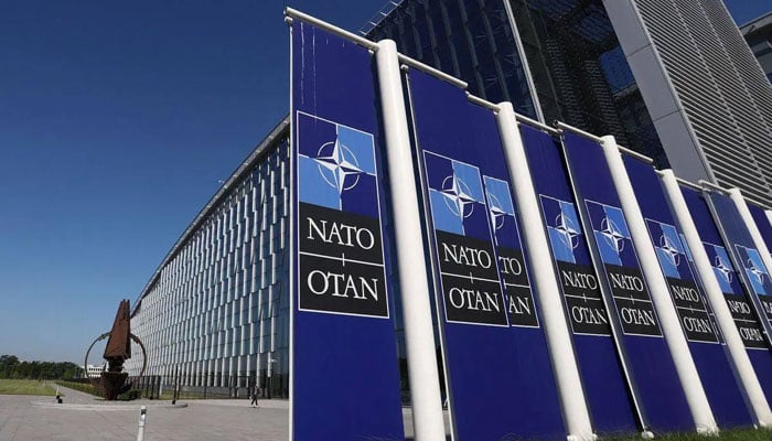 North Atlantic Treaty Organization logos at the Nato headquarters in Brussels, Belgium. — AFP/File