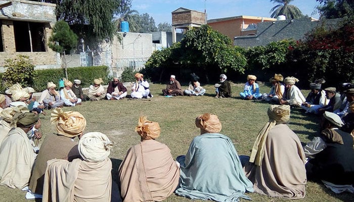 Tribal elders participate in a jirga session in Tank, South Waziristan tribal district, on Dec. 15, 2019. — Facebook@Tank Jirga