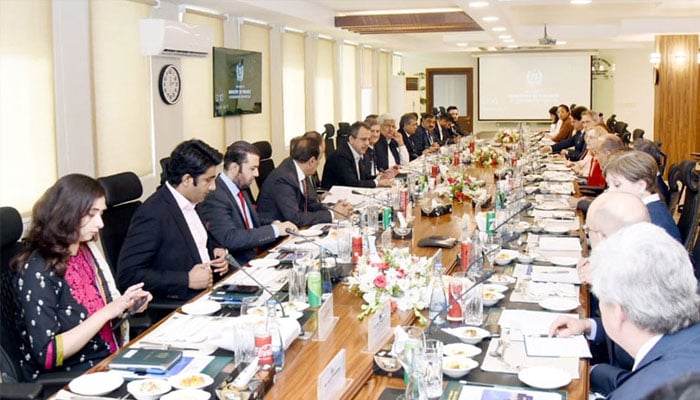 Image of gathering for the briefing on implementation of IMF-backed economic agenda, July 29, 2025. —Radio Pakistan